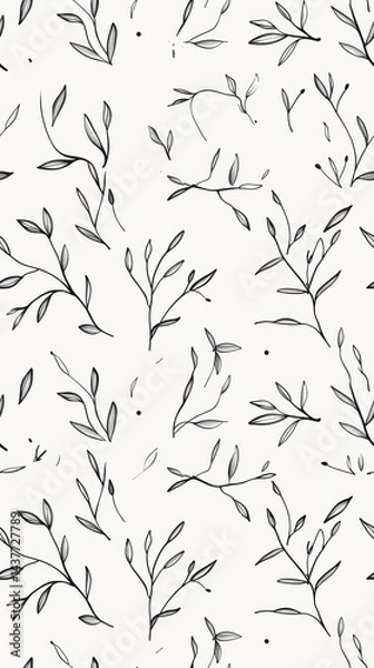 Fototapeta Elegant Hand Drawn Floral Pattern for Fabric, Wallpaper and Backgrounds, Ideal for Creative Projects