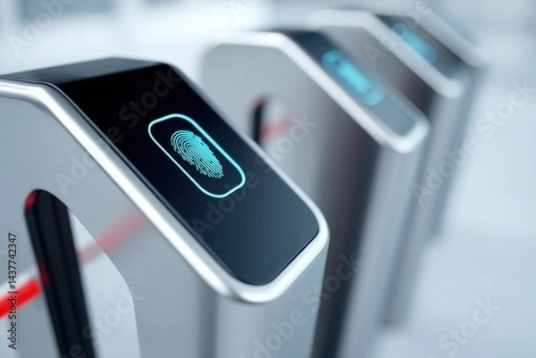 Obraz Modern biometric fingerprint scanner technology for secure access control systems enhancing safety and convenience in various environments security concept