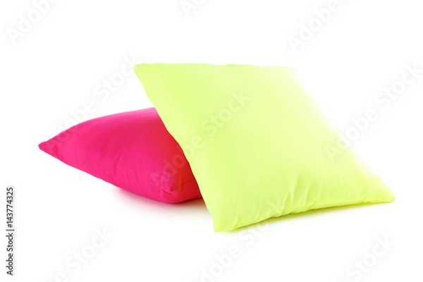 Fototapeta Colorful pillows isolated on a white