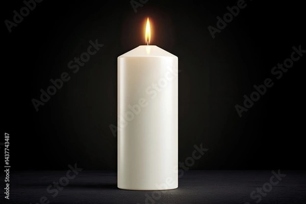 Fototapeta Single white candle flame