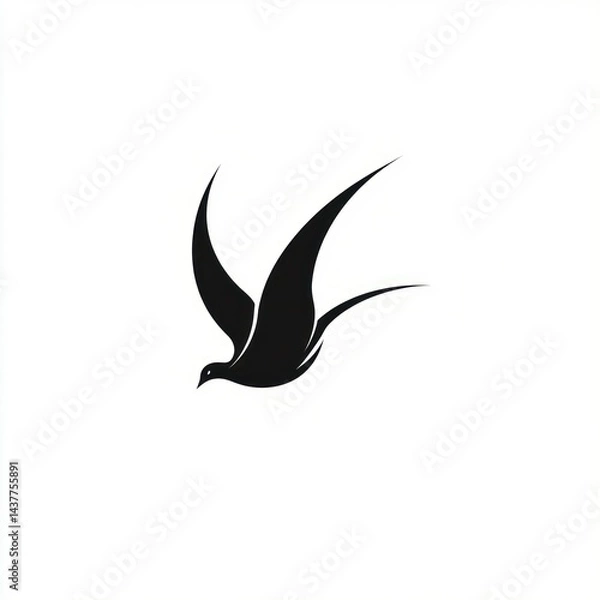 Obraz Bird in flight, white background, nature, freedom, design element