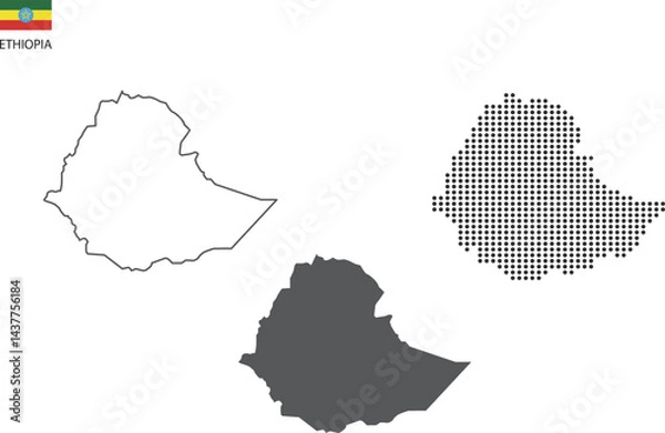 Fototapeta 3 version map of Ethiopia on white background vector illustration
