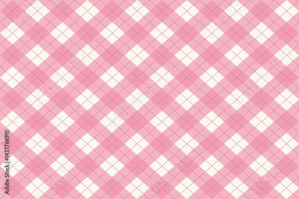 Fototapeta Argyle vector pattern pink squares Seamless geometric background for clothing, wrapping paper, backdrop, for cards.	