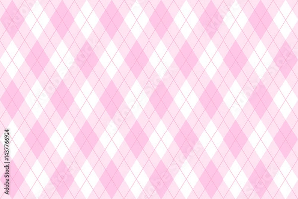 Fototapeta Argyle vector pattern pink squares Seamless geometric background for clothing, wrapping paper, backdrop, for cards.	