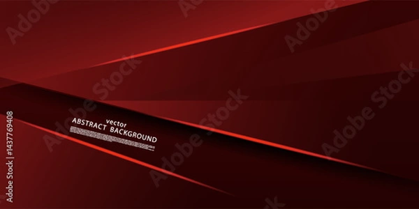 Fototapeta Abstract dark red overlapping paper cut 3D background. Fractal shadows with light patterns. Vector Eps10