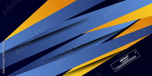 Fototapeta Abstract futuristic dark blue background. Simple overlapping square pattern in blue and orange colors with shadow. Vector Eps10