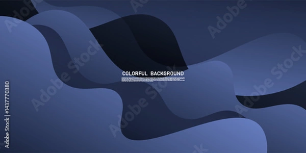 Obraz Abstract dark blue geometric 3D background. Wave color background with simple pattern design. Fluid shape composition. Vector eps10
