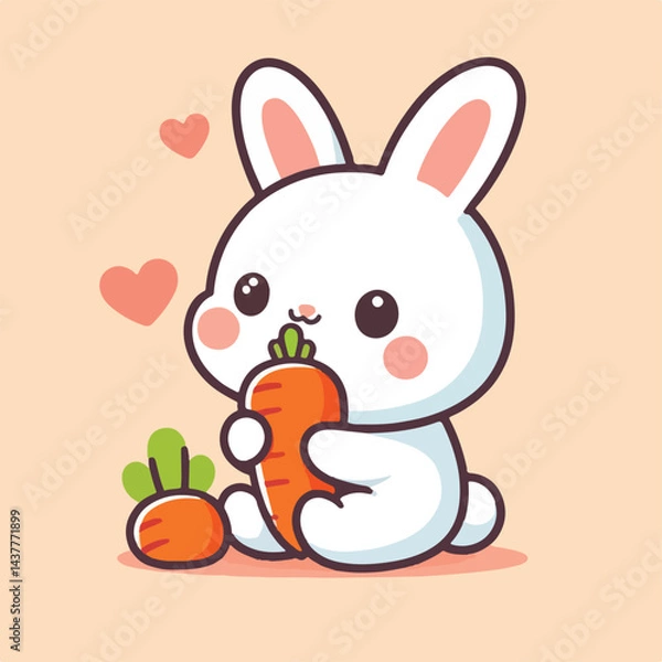 Fototapeta cute rabbit vector image eating carrots