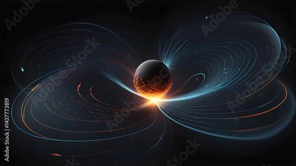 Fototapeta Science element concept Quantum Mechanics, formula, curvature of spacetime in a gravitational field, black hole,