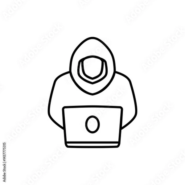 Obraz hacker icon, simple flat style, illustration, logo sign symbol pictogram template, for ui or ux isolated on white for mobile app, editable