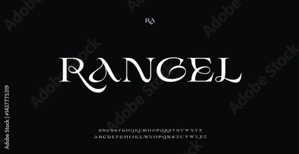 Fototapeta Rangel minimal modern alphabet fonts. Typography technology electronic digital music future creative font. vector illustration