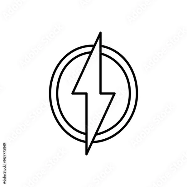 Fototapeta Lightning bolt icon, simple flat style, illustration, logo sign symbol pictogram template, for ui or ux isolated on white for mobile app, editable