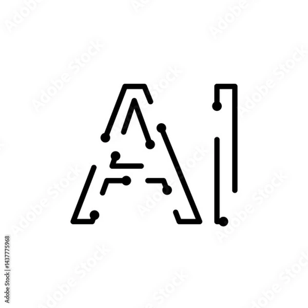 Fototapeta Generate AI, Artificial Intelligence, simple flat style, illustration, logo sign symbol pictogram template, for ui or ux isolated on white for mobile app, editable