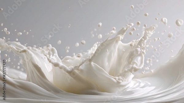 Fototapeta Artistic Splash of Milk Caught in Mid Motion Creating Curves