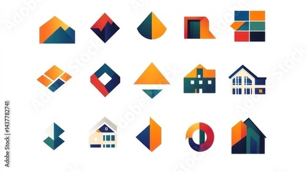 Obraz Colorful Geometric Shapes Collection Abstract Patterns for Creative Graphic Design