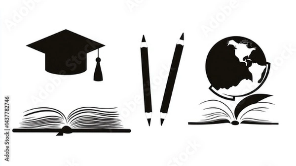 Obraz Graduation, global education, learning, open books, pencils