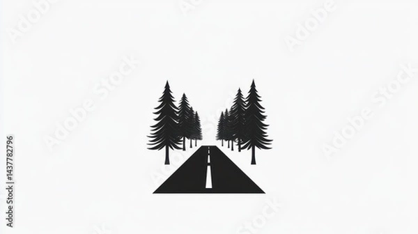 Obraz Road through forest, journey, nature, travel, adventure, background, design, illustration