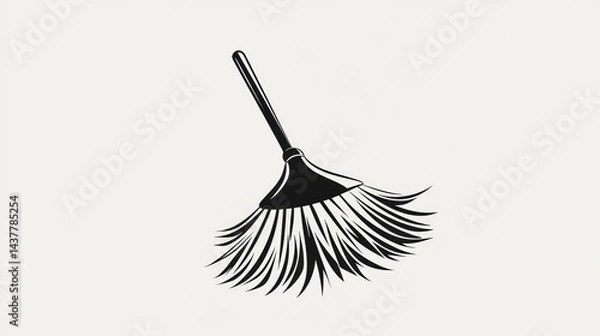 Obraz Broom sweeping, clean floor, home cleaning, simple background, cleaning service