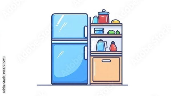 Obraz Kitchen refrigerator and pantry with food.  Use Home decor, website design