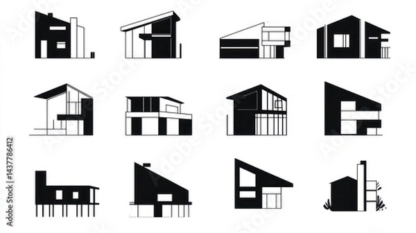 Obraz Modern house architectural designs, various styles, illustrations