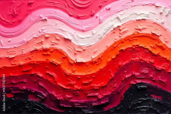 Fototapeta A painting of a red and white line with a black line in the middle