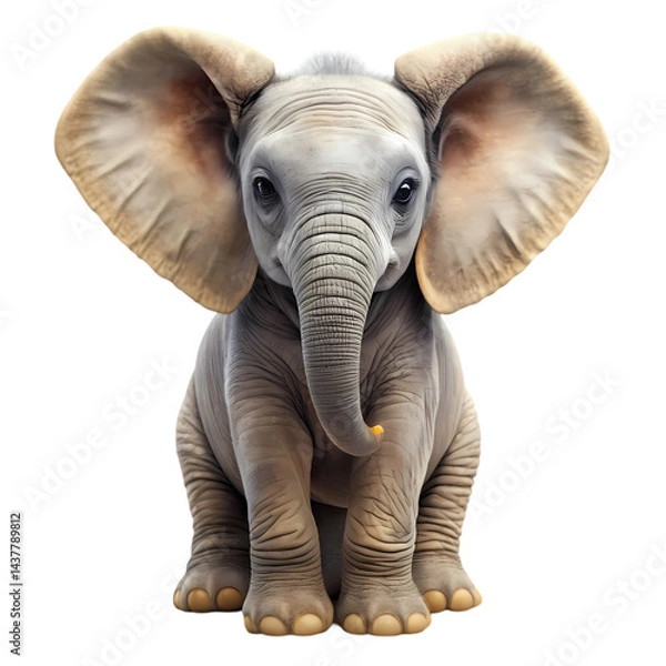 Obraz Adorable Baby Elephant Photo Cute Elephant Calf Image isolated on transparent background