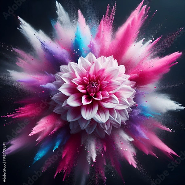 Fototapeta Exploding Colorful Dahlia Flower