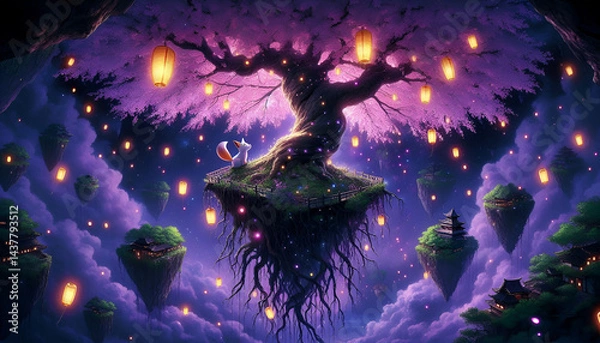 Fototapeta Enchanted Floating Island and Tree
