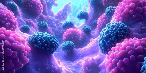 Fototapeta advanced visualization of virus particles in a cellular environment