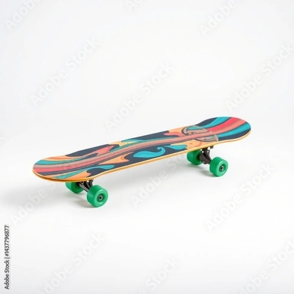 Obraz High-resolution commercial stock photo a professional-quality image of a skateboard, showcasing its vibrant colors and detailed design against a clean, neutral background, emphasizing its texture 