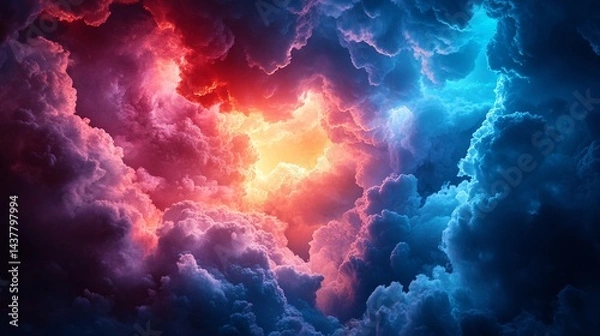 Fototapeta vibrant sunset sky with dramatic cloud formation and color transitions