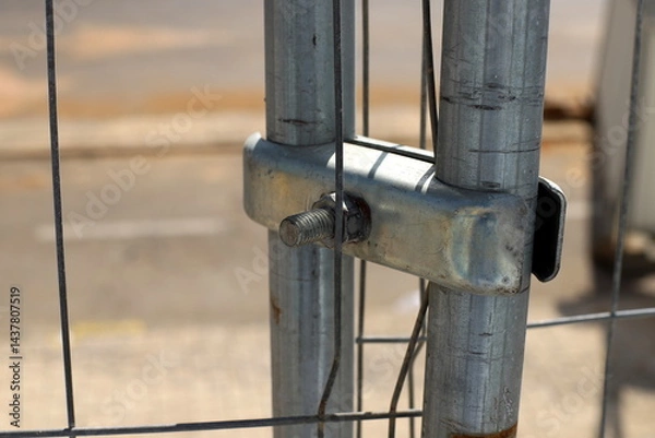 Fototapeta A metal bolt with threads for connecting and fastening parts together.