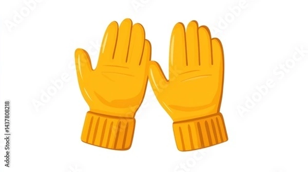 Fototapeta Yellow gloves, winter warmth, isolated background, apparel