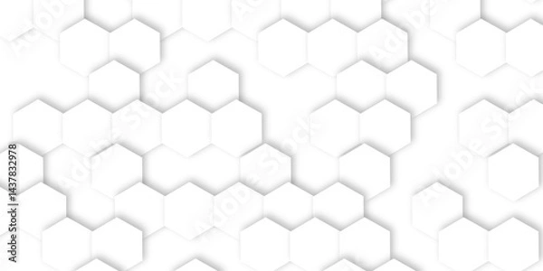Obraz abstract hexagon texture pattern design.3d render of honeycomb white background abstract wall decorative in the bath copy space, technology, data