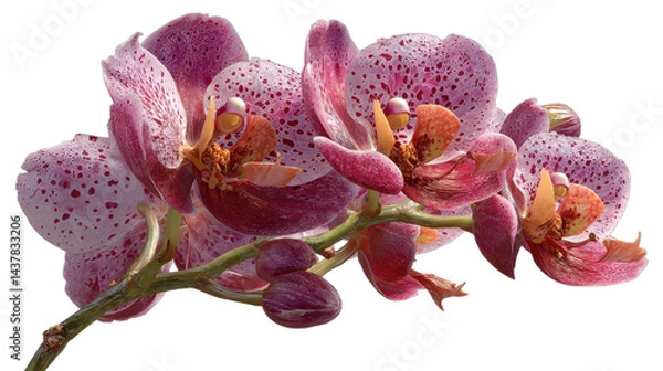 Fototapeta A detailed cut out of a beautiful, blooming orchid plant, isolated on a white background, ideal for floral and home decor related visuals.