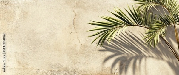 Obraz Beige wall with palm leaf shadow