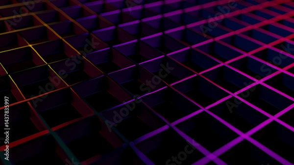 Obraz Minimalist waveform grid in slate-teal, data visualization template. Generative AI