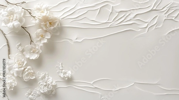 Fototapeta White Flowers with Textured Background. (3)