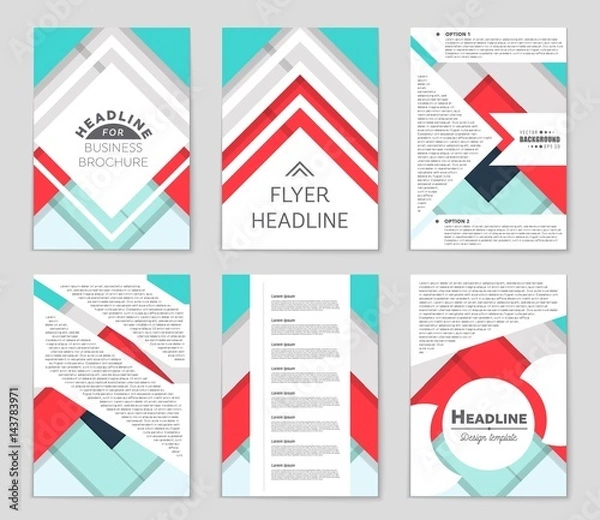 Obraz Abstract vector layout background set. For art template design, list, front page, mockup brochure theme style, banner, idea, cover, booklet, print, flyer, book, blank, card, ad, sign, sheet,, a4