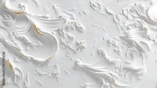 Fototapeta White Gold Swirl Plaster Texture.