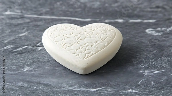 Fototapeta White heart ornament with grey background.