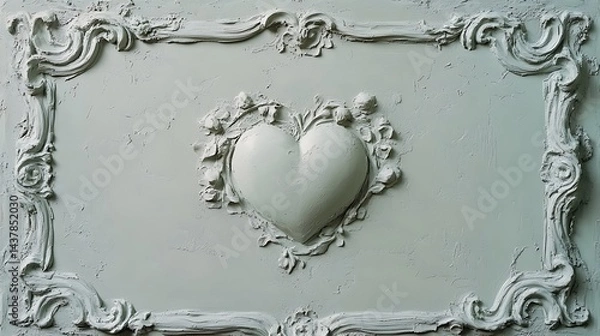 Fototapeta White Heart Ornate Frame Design.