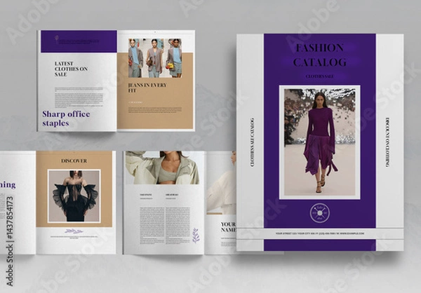 Fototapeta Purple Fashion Catalog Brochure Layout