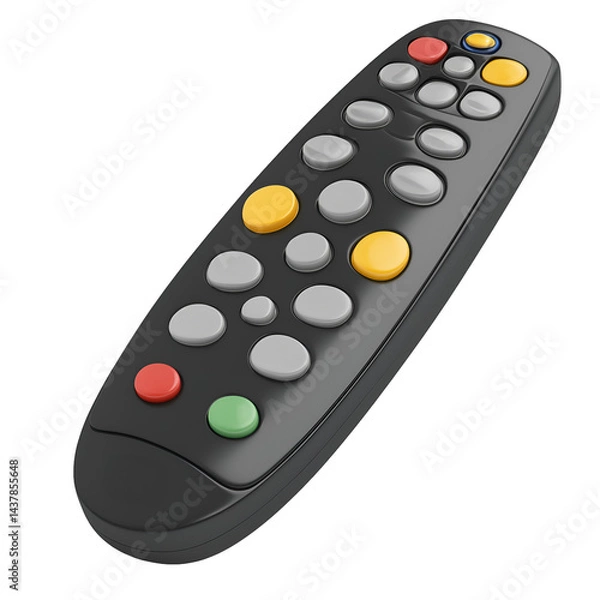 Fototapeta Television remote control with buttons and body isolated on a white background