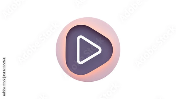 Fototapeta Minimalist Subscribe button for modern websites, round abstract play button style, pastel periwinkle background, with a minimalist outline glow