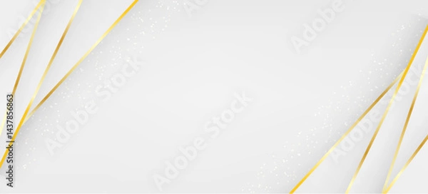 Fototapeta Luxury white and gold abstract background with soft light and shadow. Elegant overlap geometric design. vector illustration.