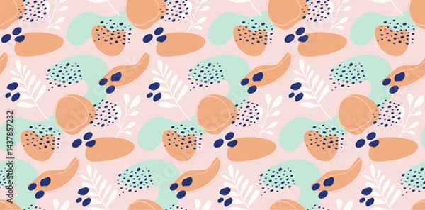 Fototapeta Abstract Summer Seamless Pattern with tropical leaves. Illustration. vector.