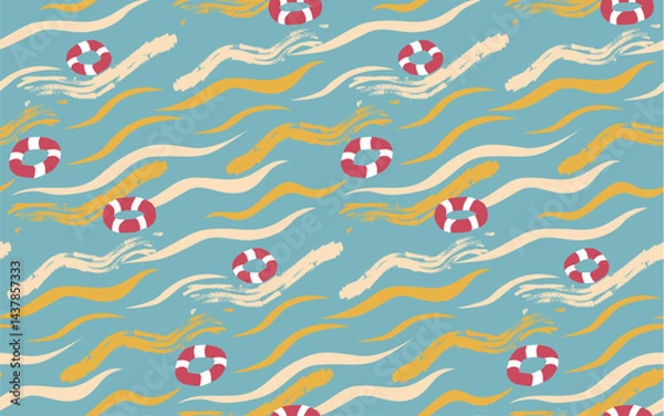 Fototapeta Abstract Summer Seamless Pattern with Waves. Illustration. vector.