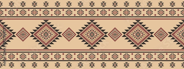Fototapeta Southwest Native seamless pattern ethnic tribal Aztec geometric Navajo Native American fabric colorful design vector for textile print