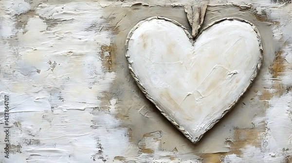 Fototapeta White Heart with textured background.
